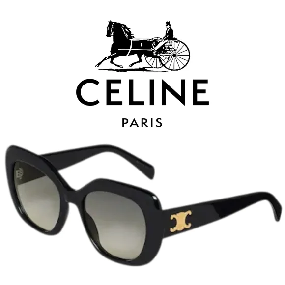 CELINE Triomphe Butterfly Round Sunglasses Acetate Ombre GRADIENT Black SUNNIES - Picture 1 of 16